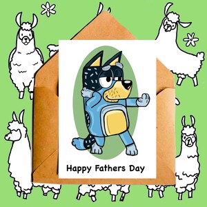 Happy Father’s Day, cute cartoon Father’s Day card, blue dog