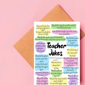 Carte de remerciement du professeur, blagues du professeur, carte de fin d'année amusante