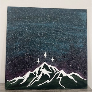 ACOTAR Painted Canvas Panel ( A Court of Thorns and Roses ) The Night Court gift for readers Mount Ramiel - star filled night