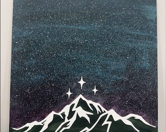 ACOTAR Painted Canvas Panel ( A Court of Thorns and Roses ) The Night Court gift for readers Mount Ramiel - star filled night