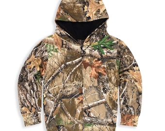 Vtg 80s Bassett Walker Duck Camo Hooded Sweatshirt Jacket M