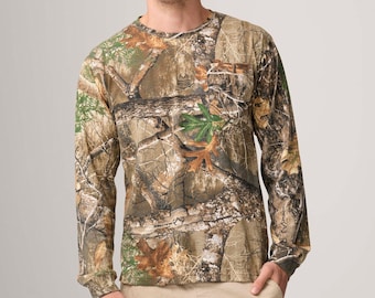 Realtree Edge Camo Langarm-Jagdhemd: UPF 30, Geruchsneutralisierend