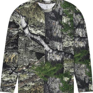 Mossy Oak Mountain Country Camo Langarm-T-Shirt - Duftkontrolltechnologie | UPF 30 Schutz | Unisex Erwachsene | Shirt mit Rundhalsausschnitt aus Baumwollmischung