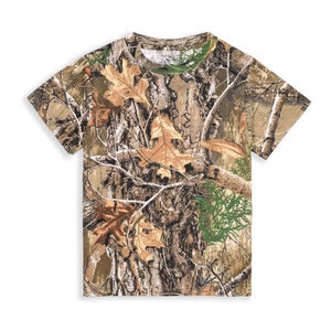 Bell Rangers Realtree Short Sleeve Camouflage Crewneck T-shirt for Boys and Girls with Pocket Outdoor Hunting Hiking Fishing Clothes