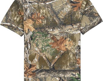 Realtree Edge Camo Short Sleeve Crewneck Tee – Unisex Adult Cotton Shirts Scent Control