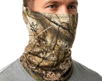 Pasamontañas con protección UV UPF 30 y efecto camuflaje Realtree APX, transpirable y para actividades al aire libre, ideal para hombres y mujeres.