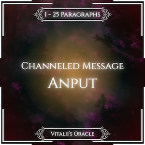 May include: A digital graphic featuring a dark, moody background with purple and gold hues. The text reads 1 - 25 PARAGRAPHS, CHANNELED MESSAGE ANPUT, and VITALII'S ORACLE. The design is framed by white lines with decorative corner flourishes.