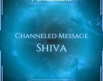 May include: A square digital graphic with a deep blue, cloudy background. The text reads 1 - 25 PARAGRAPHS, CHANNELED MESSAGE SHIVA, and VITALII'S ORACLE. The design features a white border frame with decorative flourishes at the top and bottom.