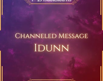 May include: A square graphic with a deep purple and magenta gradient background featuring a silhouette of a person. The text reads 1 - 25 PARAGRAPHS, CHANNELED MESSAGE, IDUNN, and VITALII'S ORACLE, framed by gold decorative borders at the top and bottom.