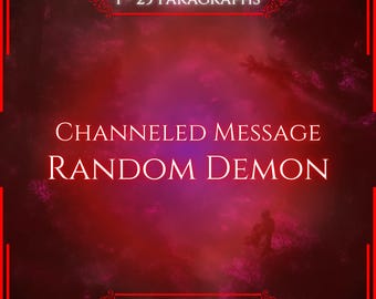 Könnte beinhalten: Eine digitale Grafik mit einem tiefroten und violetten Nebelhintergrund, die den weißen Text 1 - 25 PARAGRAPHS, CHANNELED MESSAGE, RANDOM DEMON und VITALII'S ORACLE enthält, umrahmt von einem dünnen roten Rand mit dekorativen Verzierungen.