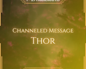 May include: A digital graphic with a yellow-green background featuring the text 1 - 25 PARAGRAPHS, CHANNELED MESSAGE, THOR, and VITALII'S ORACLE. The design includes decorative gold-colored borders at the top and bottom with ornate flourishes.