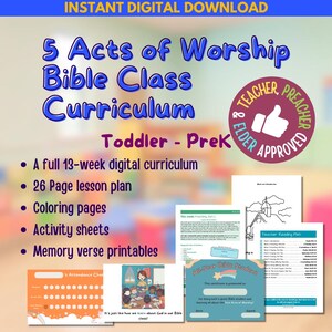 5 actos de adoración: plan de estudios de la clase bíblica para niños pequeños y preescolares