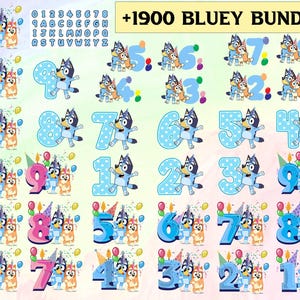 1900+ Bluey Birthday Dog and Friends Svg, Cartoon Characters Clipart, Transparent Png, Cut files for Cricut, Bluey Dog Birthday, Summer Vibe