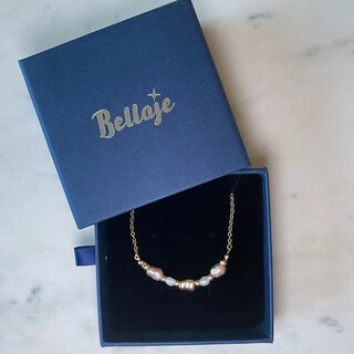 Bracciale Con Perle Barocche D'Acqua Dolce E Catena Vento, Regolabile, Gioiello Fatto A Mano In Oro 14K - Regalo San Valentino Per Donne
