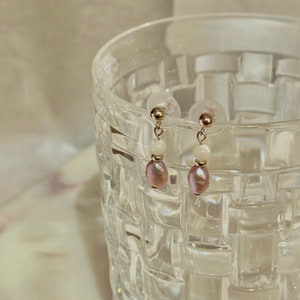 Freshwater Pearl Earrings, Baroque Pearl Earrings, Pink Pearl, 14K Gold Filled Pearl Bridal Earrings, Gift for her