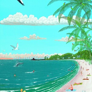 Whales Breaching - Australian Art Print of a Painting by Denis Meagher. Available in 3 sizes.
