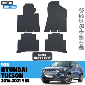 Fußmatten für HYUNDAI TUCSON 2016–2021, Allwetter-Gummi-Set, Schwarz, rutschfest, flexibel