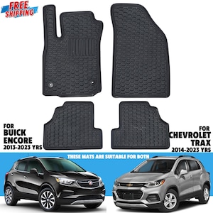 Floor mats for Chevrolet Trax 2014-2023 | Buick Encore 2013-2024 All Weather Rubber Set Black Anti-slip flex