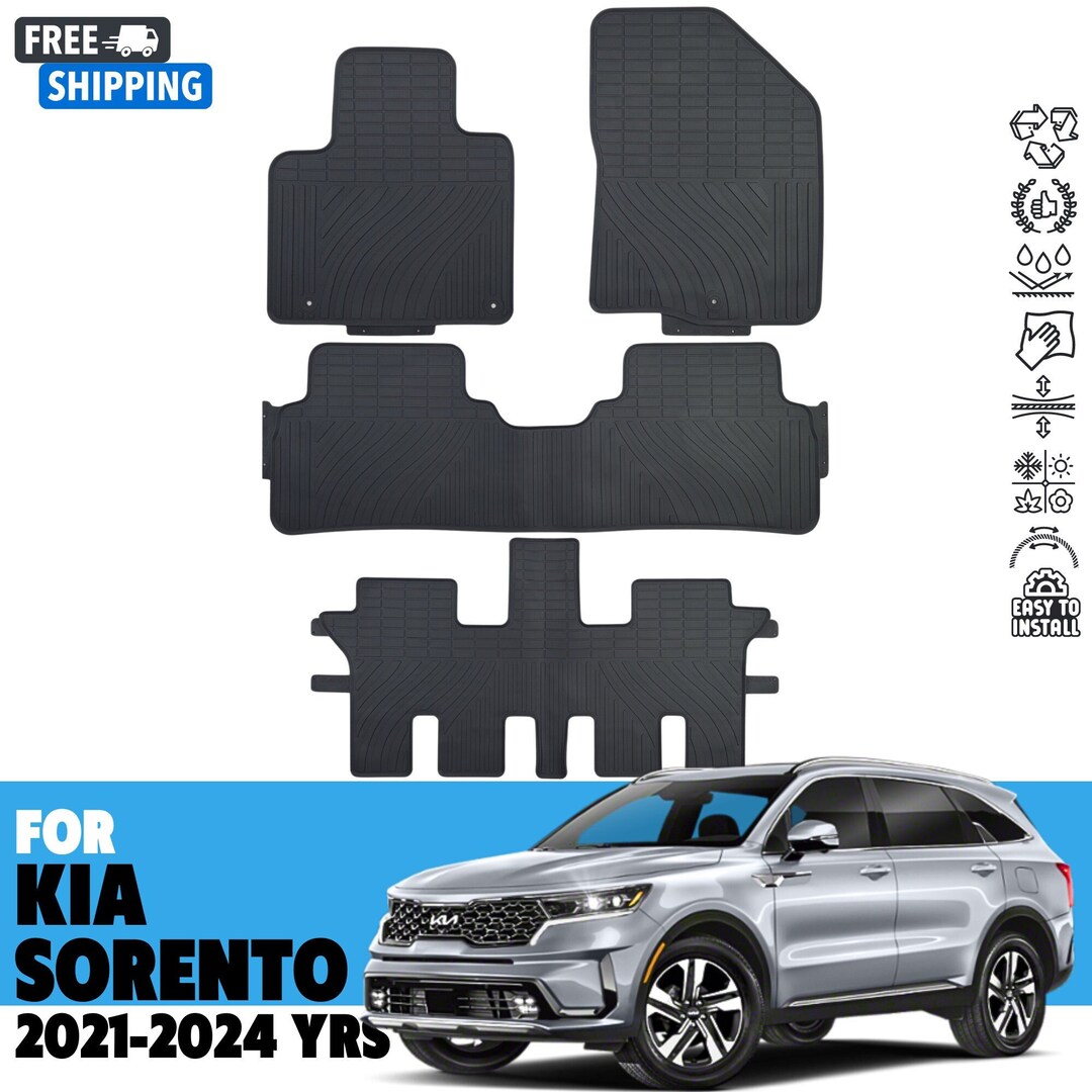 Premium All-Weather Floor Liners for 2014-2015 Kia Sorento - 4 Piece Set - Black
