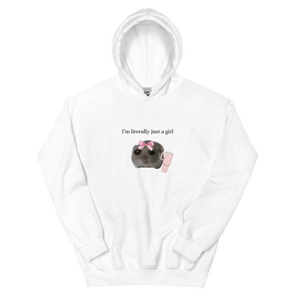 Ich bin buchstäblich nur ein Mädchen trauriger Hamster Meme lustiger Hoodie