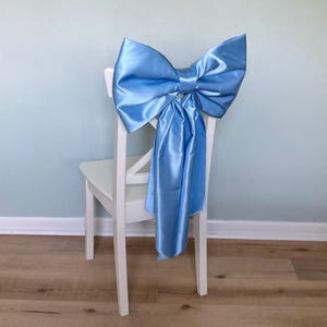 Pew Bow Dusty Blue Satin Chair Bow Bridal Shower Chair Decor Wedding Pew Chair Decor for Birthday Chair Decor for Birthday Chair Decor Bow