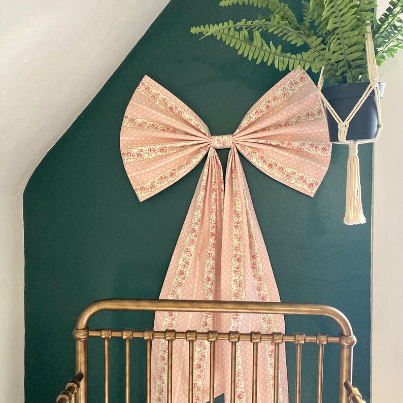 Large Pink Bow Girl Bedroom Decor Toddler Girl Room Decor Pink Wall Art