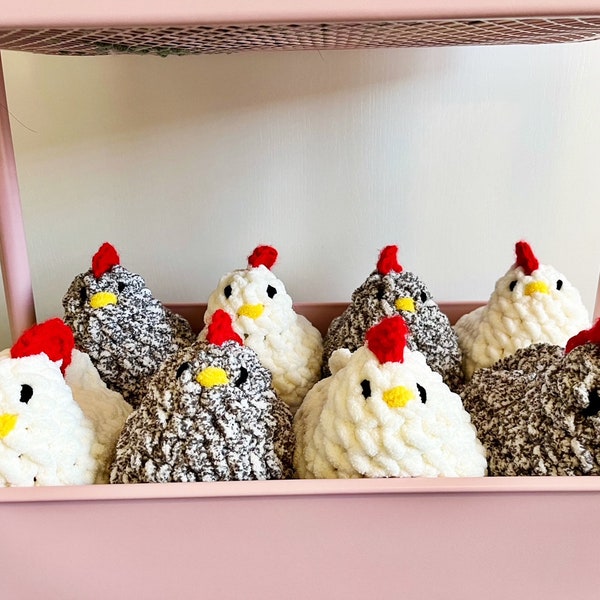 Handcrafted Crochet Chickens: Adorable Home Décor & Easter Delights (Available in Speckled/Grey and White)