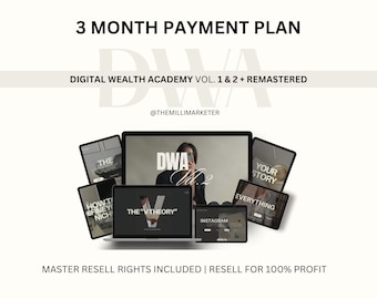 3 Monthly Payment Plan for Digital Wealth Academy Course | DWA Course with MRR (Master Resell Rights) DFY Digital Marketing Course