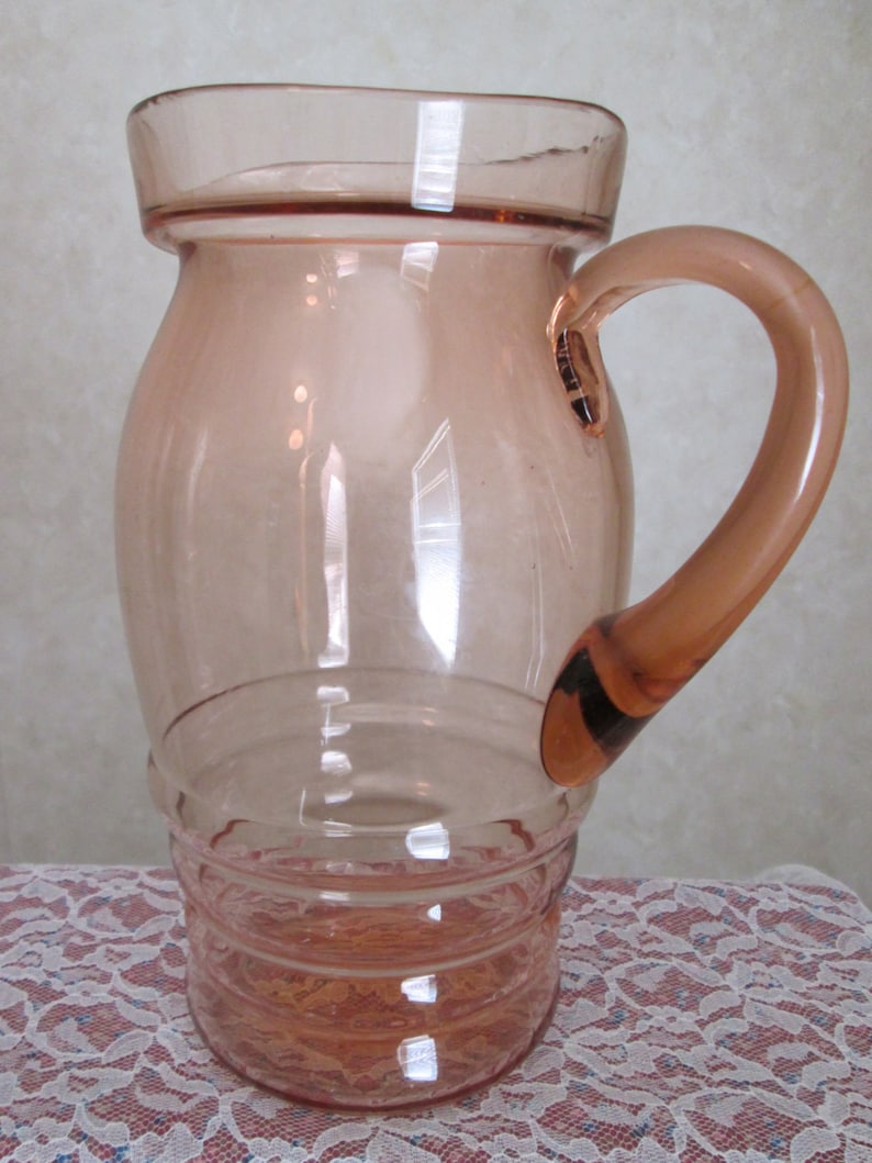 Peachy Pink Pitcher Depression Era Glass Water/Lemonade Etsy