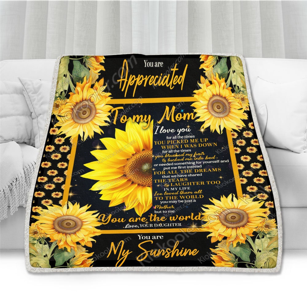 Personalized to My Mom Sunflower Blanket, to My Mom Letter Blanket ...