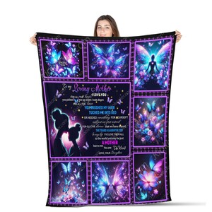 Personalized To My Loving Mom Love From Daughter Fleece Sherpa Woven Blankets Gifts For Mother Comfort Warmth Soft Cozy Blanket Fleece