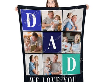 Fathers Day Custom Photo Blanket,Fleece Blanket,Throws Blanket Comfort Warmth Soft Cozy Blanket Fleece Blanket Couch Blanket,Gift for Family