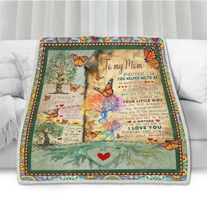 Cobertor de mensagem emocional para a mãe, cobertor de jardim feliz, cobertor de mãe borboleta, cobertor para minha mãe da filha