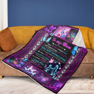 Emotional Message Blanket For Mom, Mom Birthday Gift, Grandparent Or Mother&#39;s Day Present, Butterflies Art Print