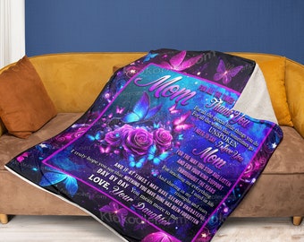 Coperta Regalo Personalizzata Per La Festa Della Mamma - Morbida Coperta Viola Con Frase Per Mamma - Regalo Da Figlia O Figlio Per Compleanno O Occasione Speciale - 4