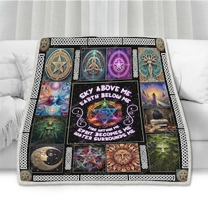 Wicca Pagan Sofa Throw Quilts Blanket, Comfort Warmth Soft  Blanket Fleece Blanket Couch Blanket, Blanket Bed, Celtic Nordic Tree Blanket
