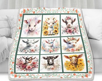 Coperta per bambini a forma di capra, morbida e accogliente, in pile, coperta per bambini, coperta per capre, regalo per bambini a forma di capra, coperta per capre personalizzata
