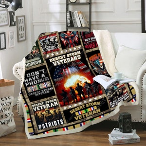 Desert Storm Veterans All Season Throws Blanket Comfort Warmth Soft Cozy Blanket Fleece Blanket Couch Blanket Reversible Bed Throw TV