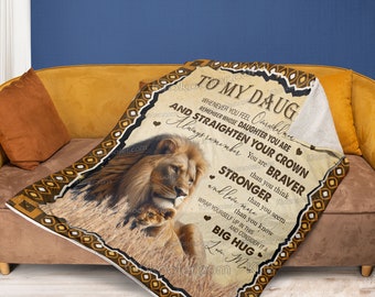 To My Daughter Lion Blanket, Lion Blanket For Daughter, Gift To My Daughter Blanket From Mom, Lion Throw Blanket