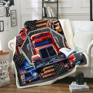 Proud Trucker Throws Blanket Comfort Warmth Soft Cozy Blanket Fleece Blanket Couch Blanket Reversible Bed Throw TV Blanket Comfort Caring