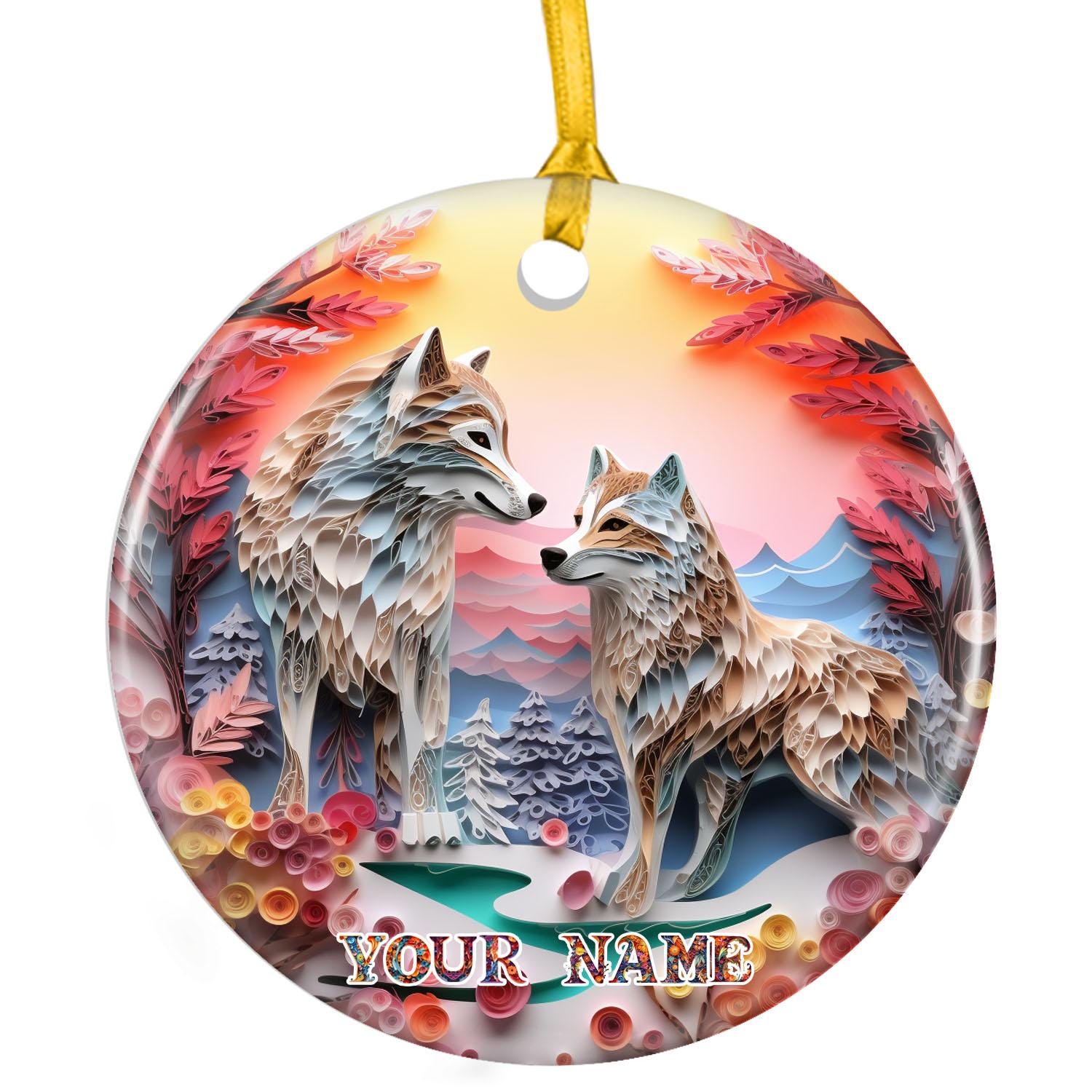 Wolves Custom Paper Quilling Ornament - Personalized With Any Name ...