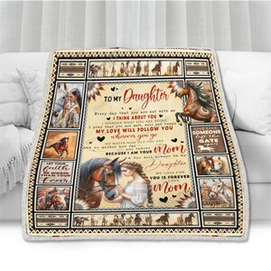 Native Pferdedecke, Pferde und Mädchen Decke, Kuschelige Plüsch-Fleece-Decke, Pferde Geschenk, Pferdewurf, Geburtstagsgeschenk