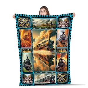 Steam Railroad Trains Throws Blanket Comfort Warmth Soft Cozy Blanket Fleece Blanket Couch Blanket Reversible Bed Throw TV Blanket Comfort