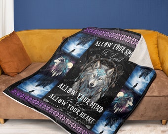 Wolf And Dreamcatcher All Season Throws Blanket Comfort Warmth Soft Cozy Blanket Fleece Blanket Couch Blanket Reversible Bed Throw TV