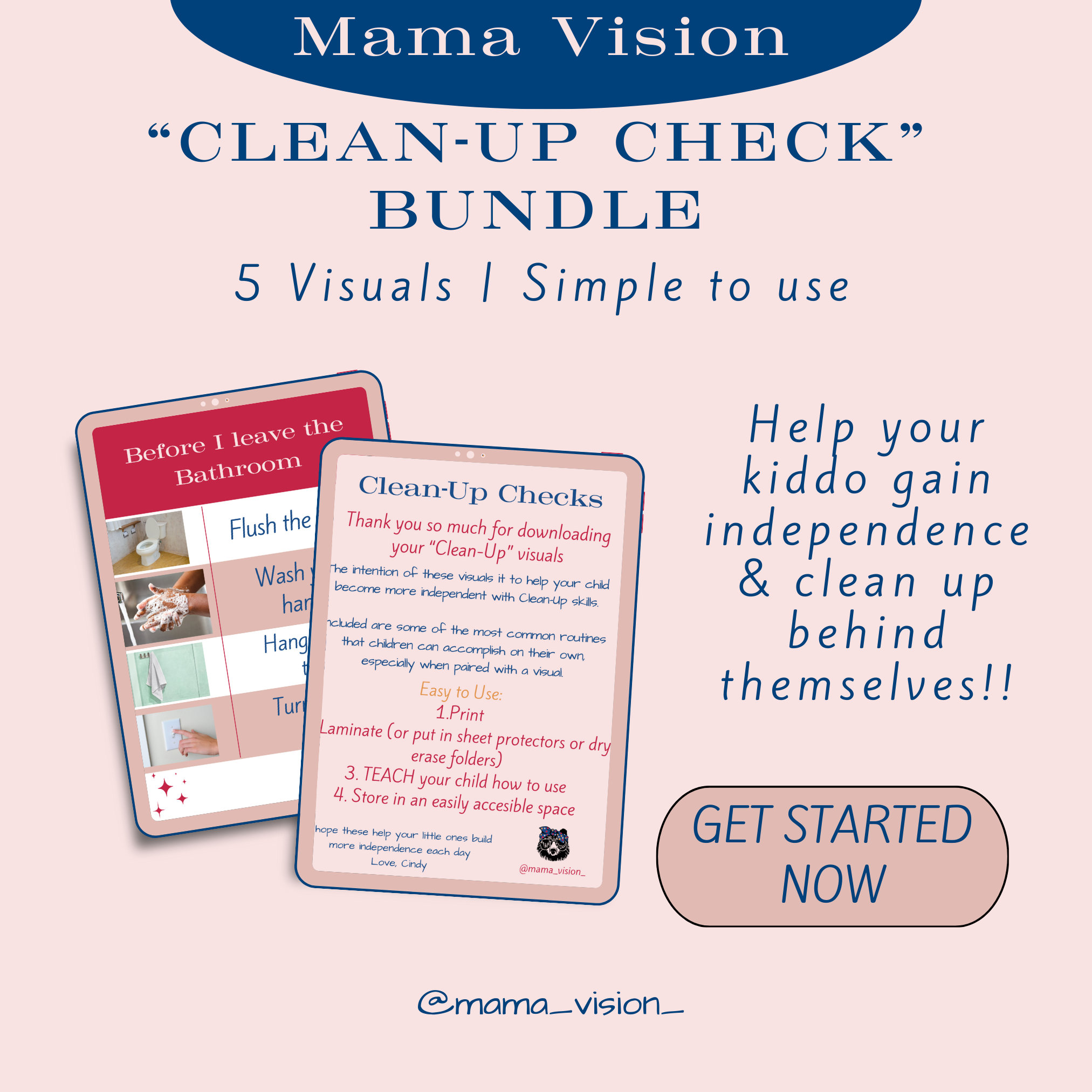 Printable "clean-up Check" Bundle~ Visual Checklists to Promote ...