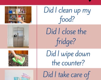Printable Clean up routine checklist for kids, "After I have a snack" directions