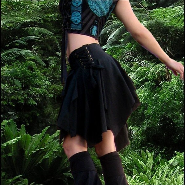 Pixie Skirt with Lace Up Closure- Brown or Black with Antique Brass Grommets-