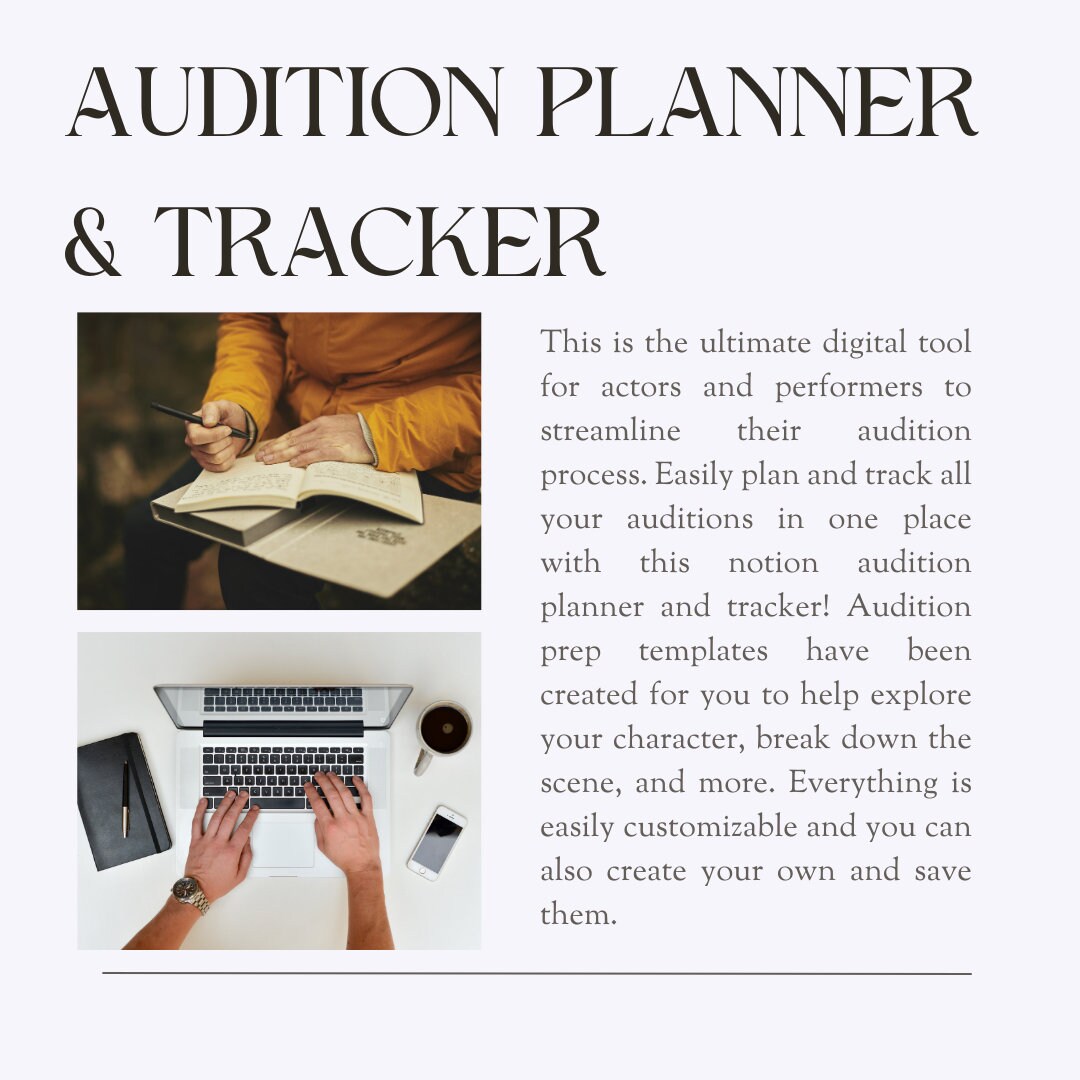 Audition Planner & Tracker (notion Template for Actors) - Etsy
