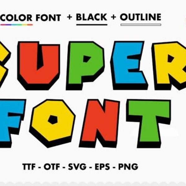 Super Font | Super Mario Inspired Font | Super Text | Super Mario Inspired Text | Font | Download Font | Digital Font | Digital Download