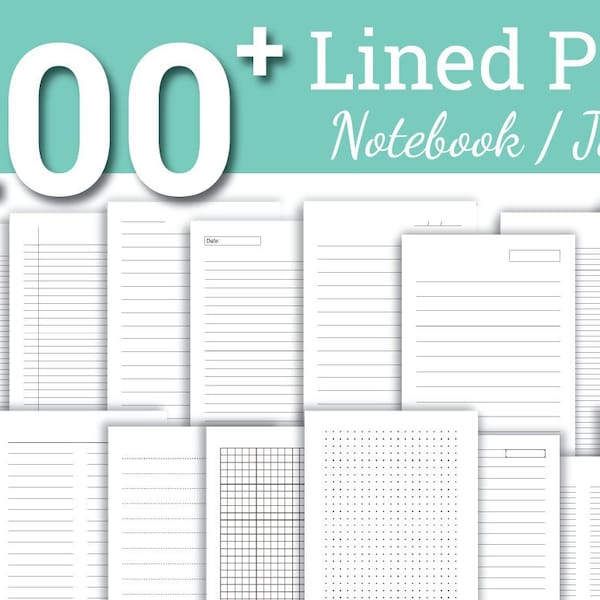 Lined Paper Bundle | Notebook | Journal | PNG | SVG | PDF | Source file | Journal Download | Lined Paper Donwload